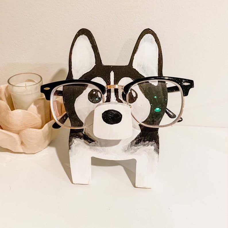 Handmade Husky Glasses Stand Art Gift