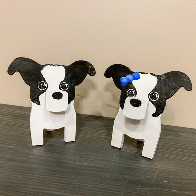 Boston Terrier - Handmade Dog Glasses Stand Art Gift