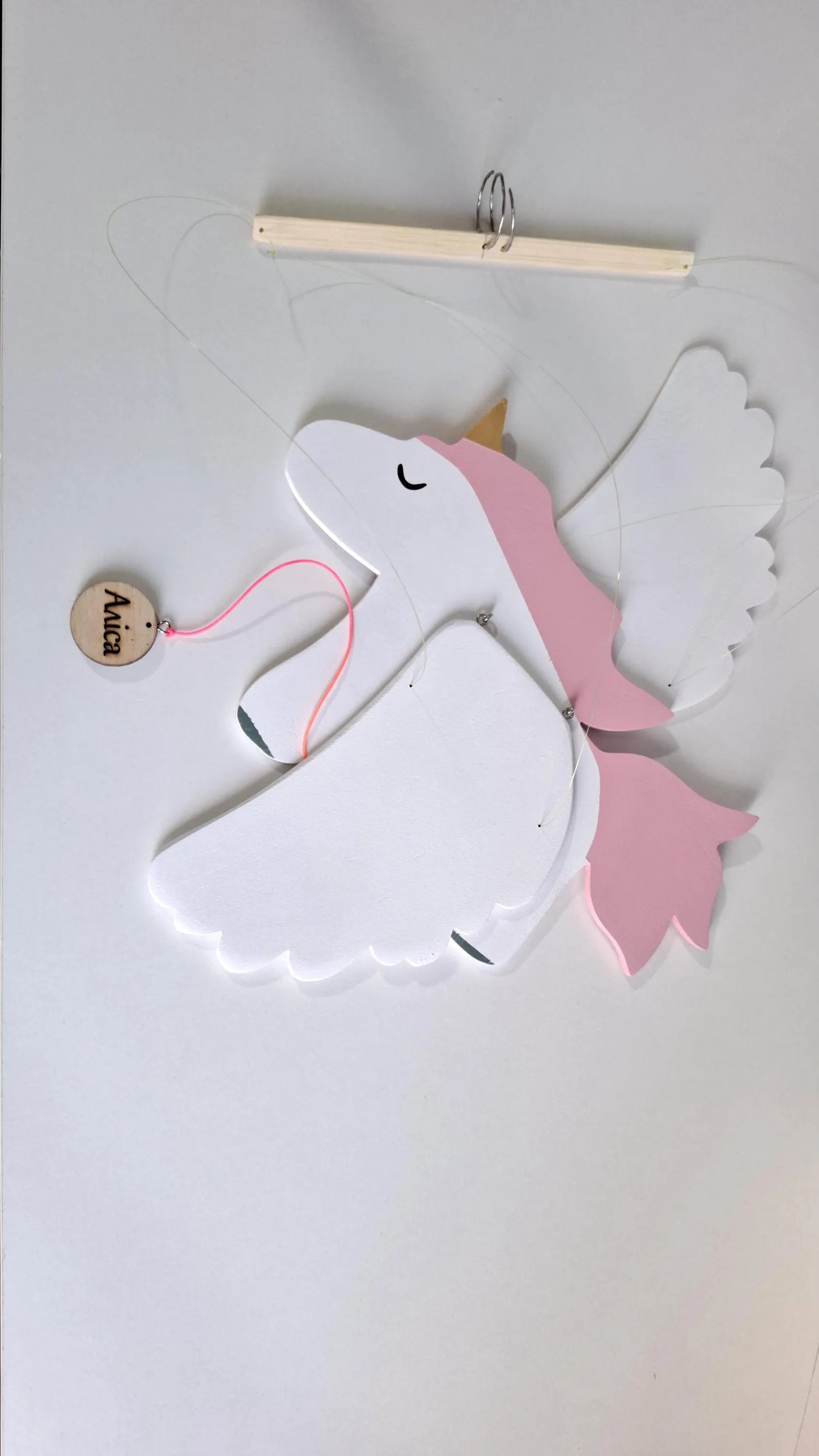 Flying Handmade Solid Wood Unicorn Decoration