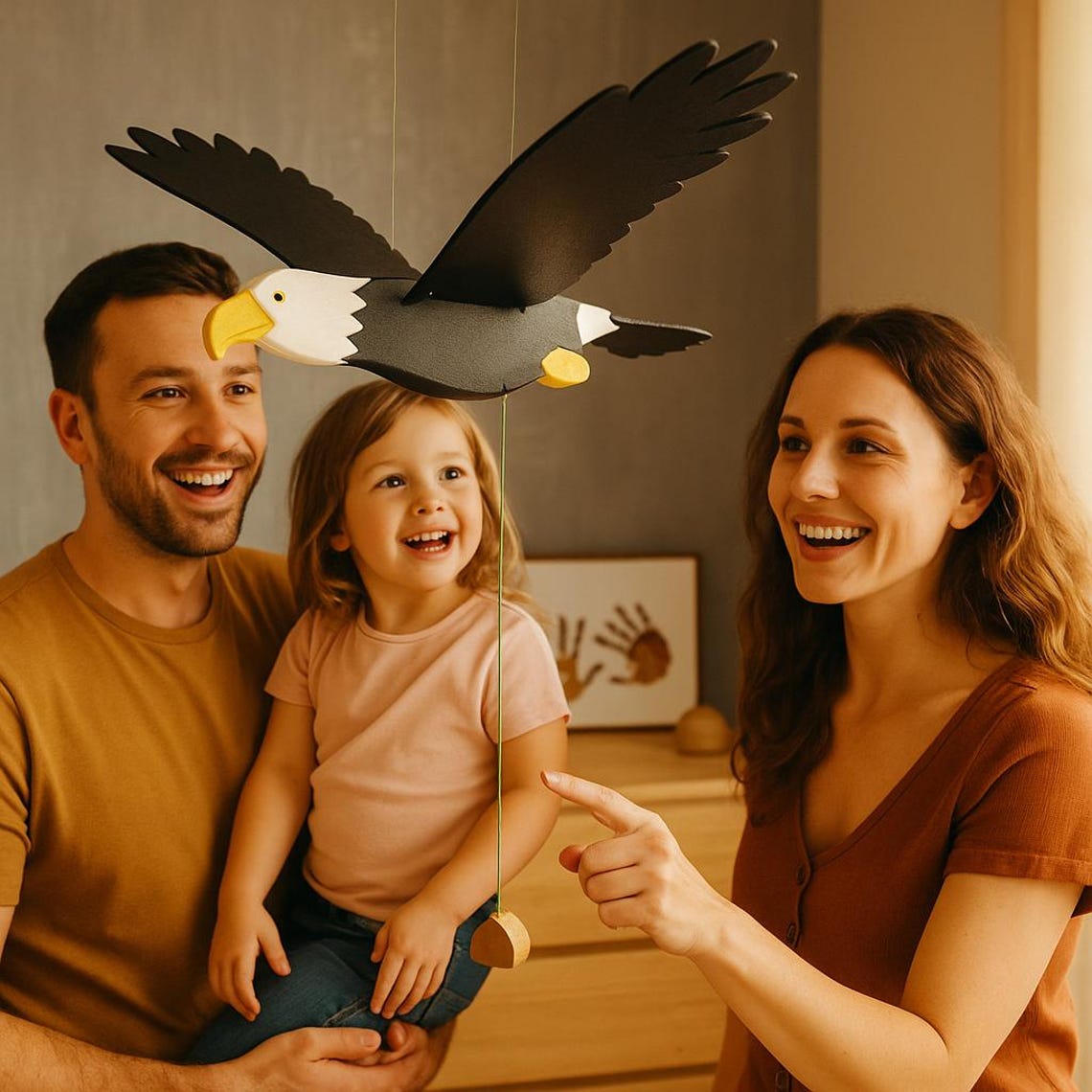 Flying Handmade Solid Wood Eagle Decoration