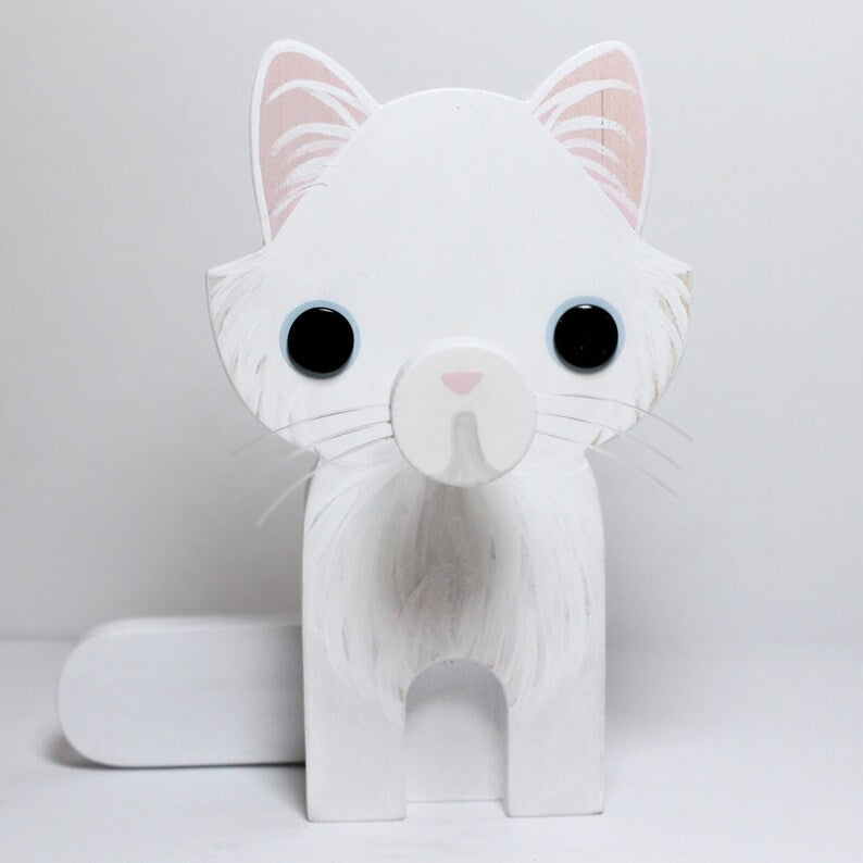 White Persian Cat Eyeglass Stand.