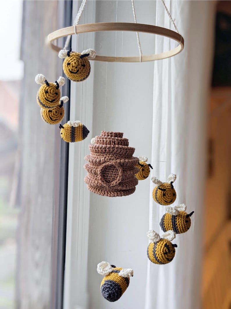 Handwoven Spinning Bee And Honeycomb Rattle