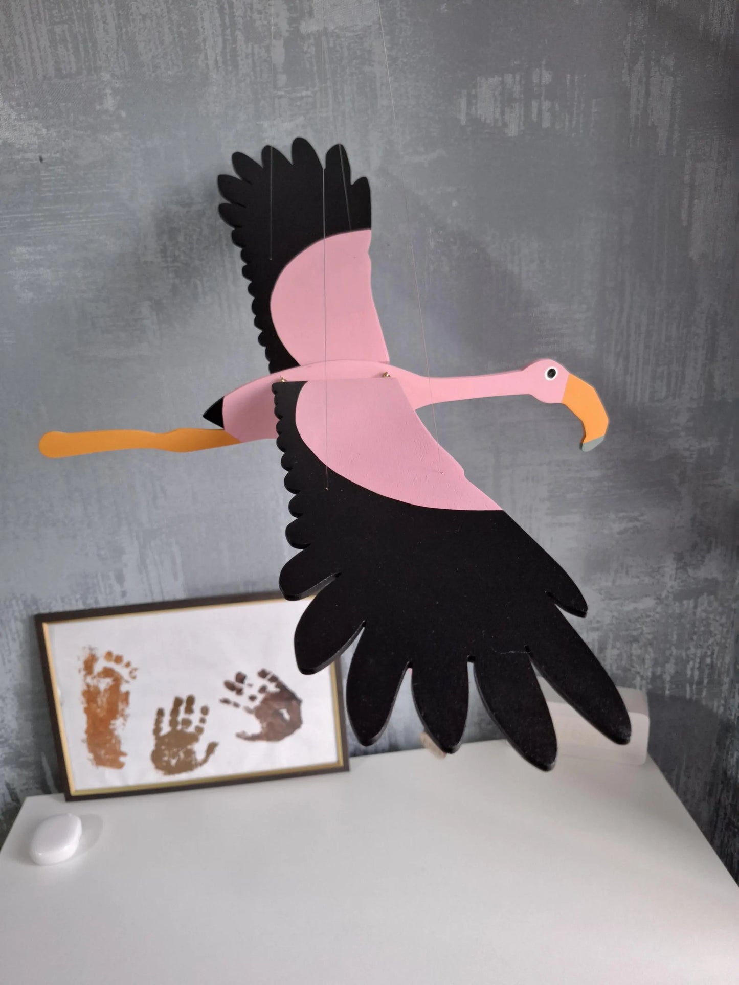 Flying Handmade Solid Wood Flamingo Decoration