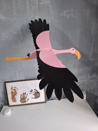 Flying Handmade Solid Wood Flamingo Decoration