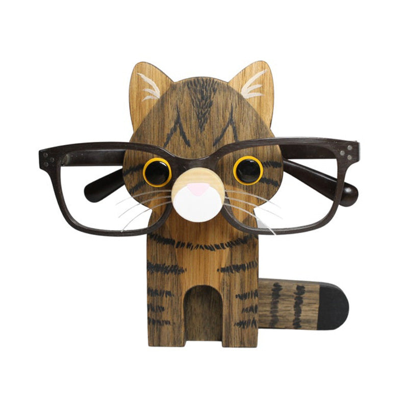 Brown Tabby Cat Eyeglass Stand.