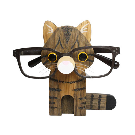 Brown Tabby Cat Eyeglass Stand.
