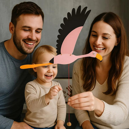 Flying Handmade Solid Wood Flamingo Decoration