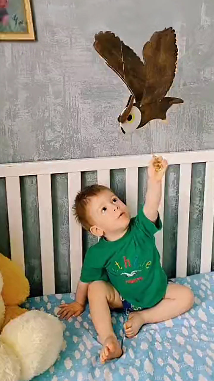 Flying Handmade Solid Wood Owl Decoration