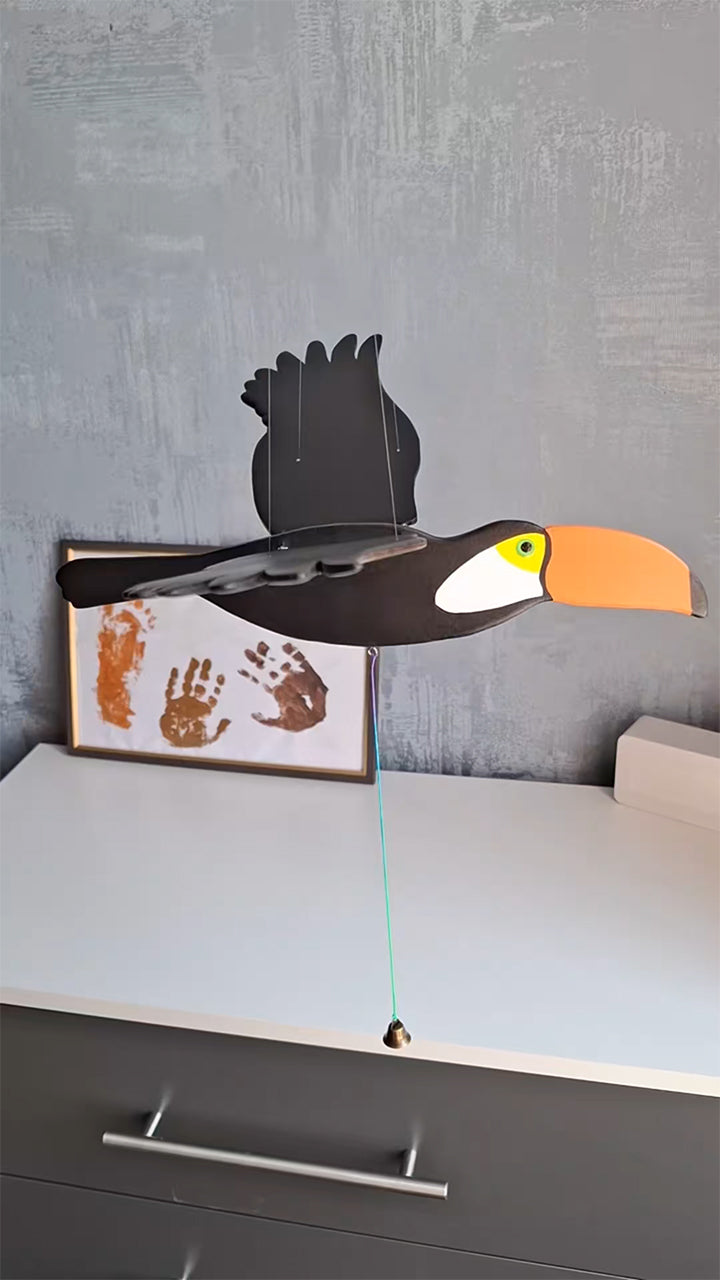 Flying Handmade Solid Wood Toucan Decoration