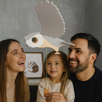 Flying Handmade Solid Wood Forest Owl Decoration