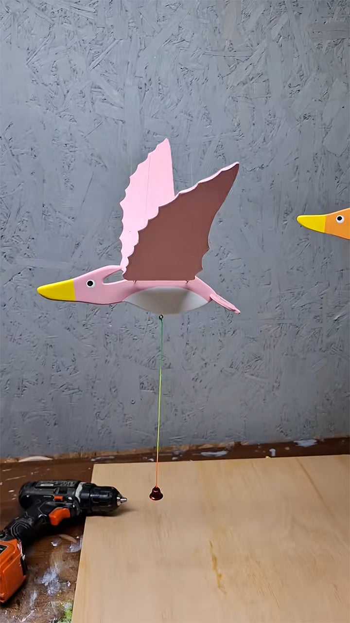 Flying Handmade Solid Wood Pink Pterodactyl Decoration