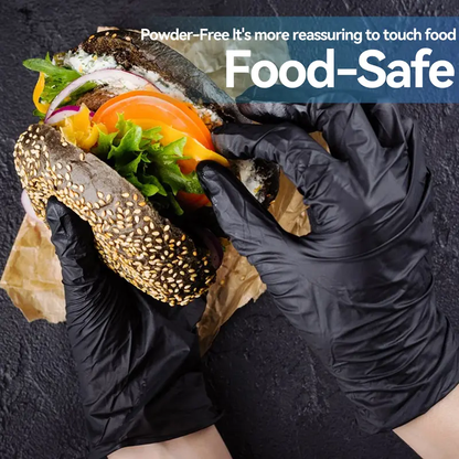Pooyona New Materials Black Nitrile Gloves — Food Grade(100 PCS)