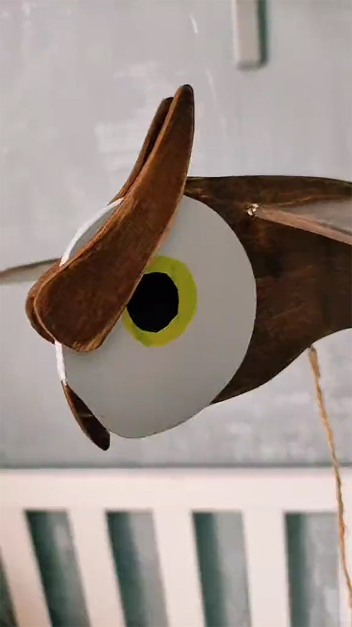 Flying Handmade Solid Wood Owl Decoration
