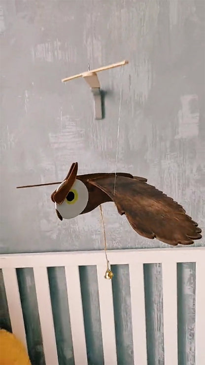 Flying Handmade Solid Wood Owl Decoration