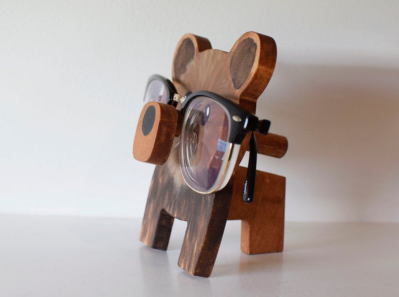 Brown Bear Eyeglass Stand.