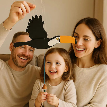Flying Handmade Solid Wood Toucan Decoration