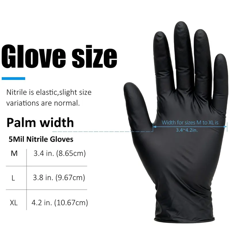 Pooyona New Materials Black Nitrile Gloves — Food Grade(100 PCS)