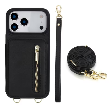 Leather Wallet Case for iPhone 13–17 Pro Max – RFID, Crossbody & Stand