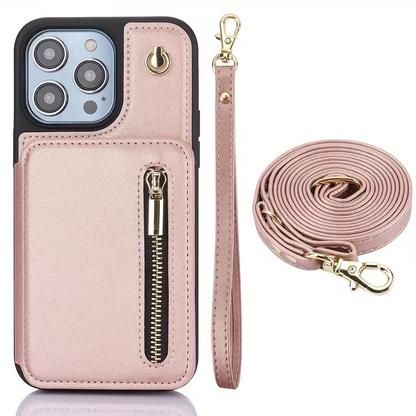 Leather Wallet Case for iPhone 13–17 Pro Max – RFID, Crossbody & Stand