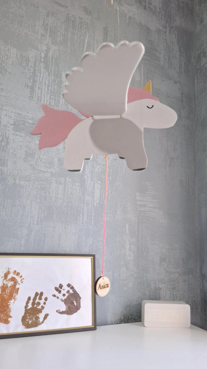 Flying Handmade Solid Wood Unicorn Decoration