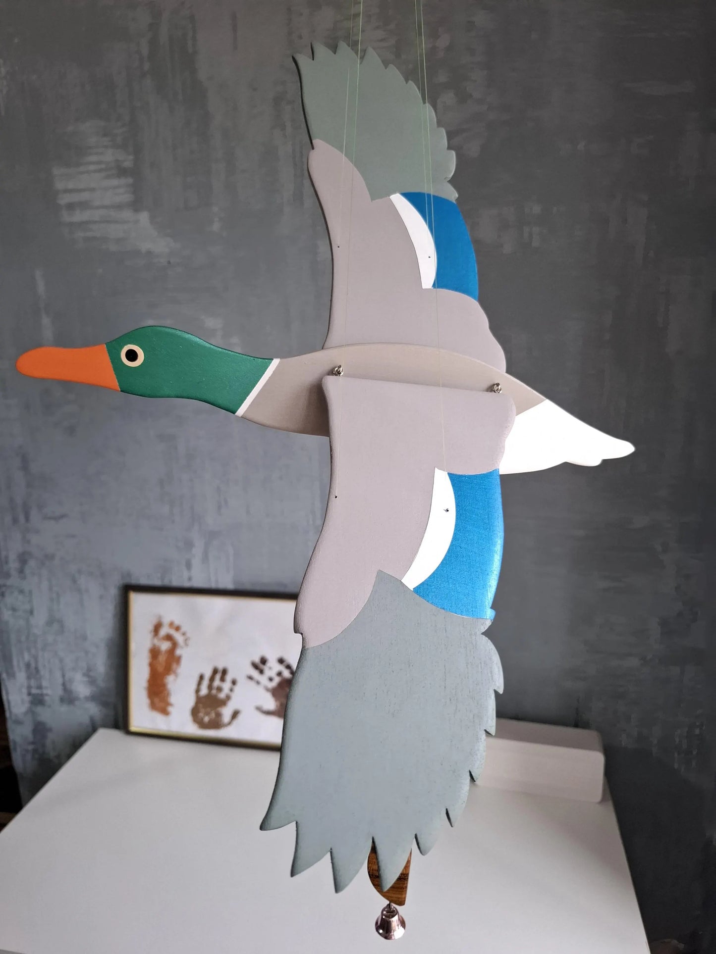 Flying Handmade Solid Wood Mallard Duck Decoration