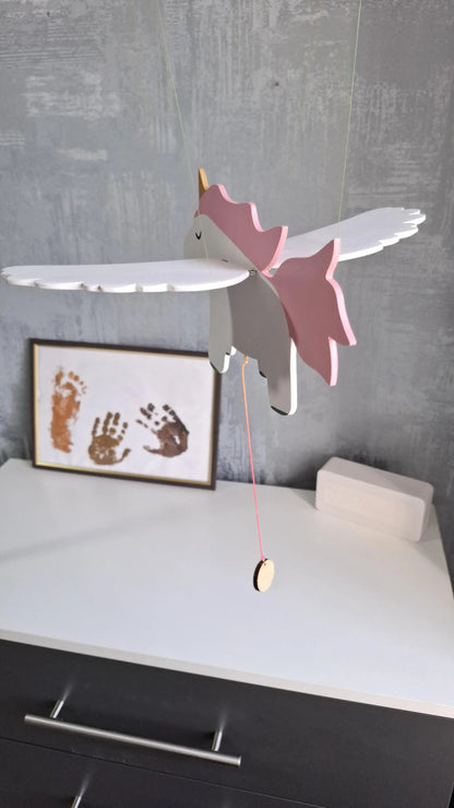 Flying Handmade Solid Wood Unicorn Decoration