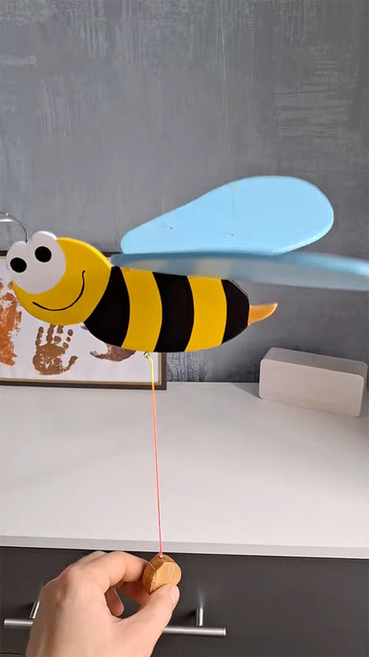 Flying Handmade Solid Wood Bee Decoration