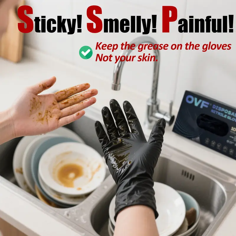 Pooyona New Materials Black Nitrile Gloves — Food Grade(100 PCS)