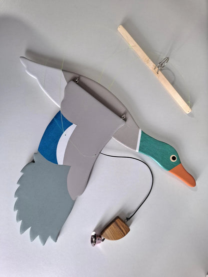 Flying Handmade Solid Wood Mallard Duck Decoration
