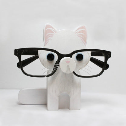 White Persian Cat Eyeglass Stand.