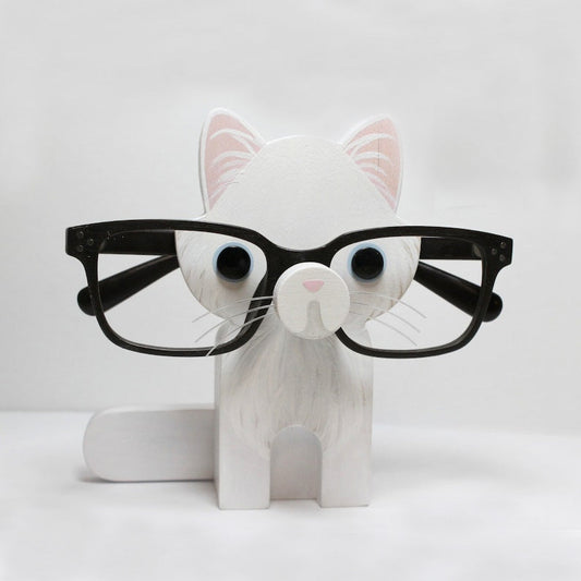 White Persian Cat Eyeglass Stand.