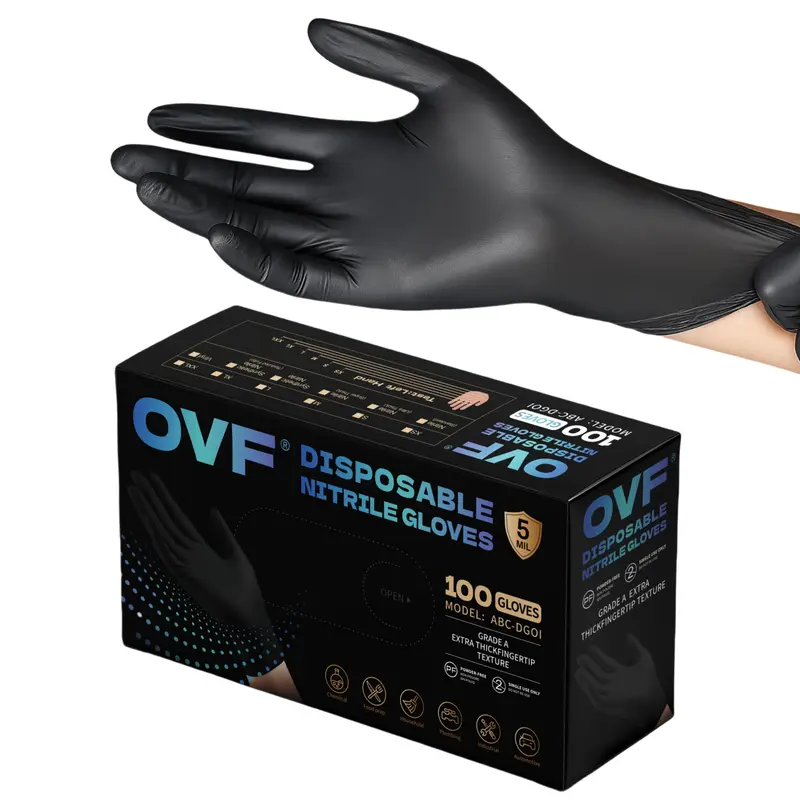 Pooyona New Materials Black Nitrile Gloves — Food Grade(100 PCS)