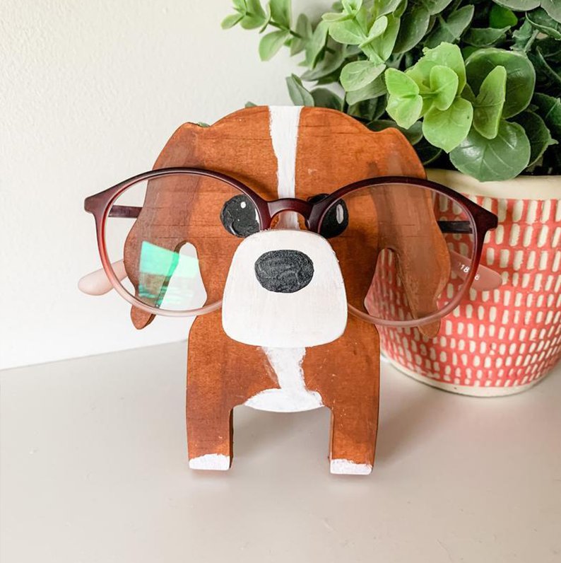 St. Bernard - Handmade Dog Glasses Stand Art Gift