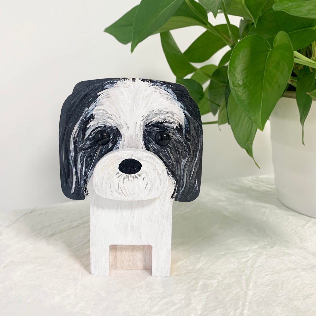 Gray Shih Tzu Dog Eyeglasses Stand