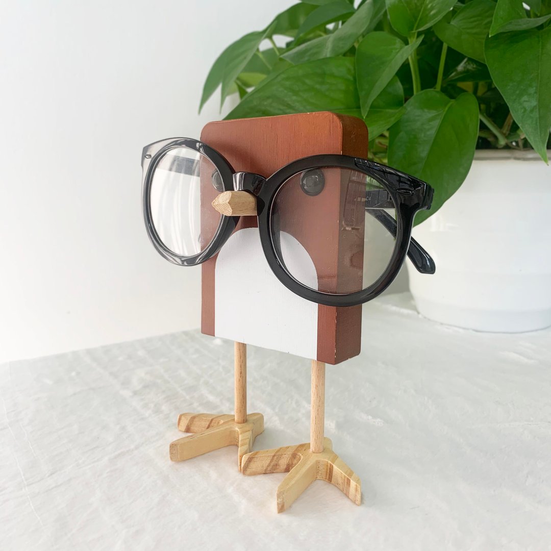 Handmade Bird Wearing Eyeglasses Stand