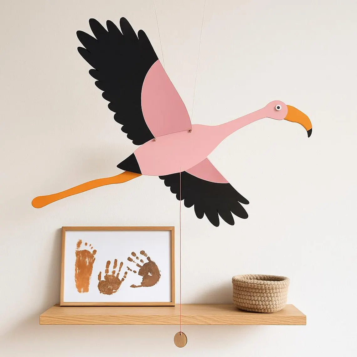 Flying Handmade Solid Wood Flamingo Decoration