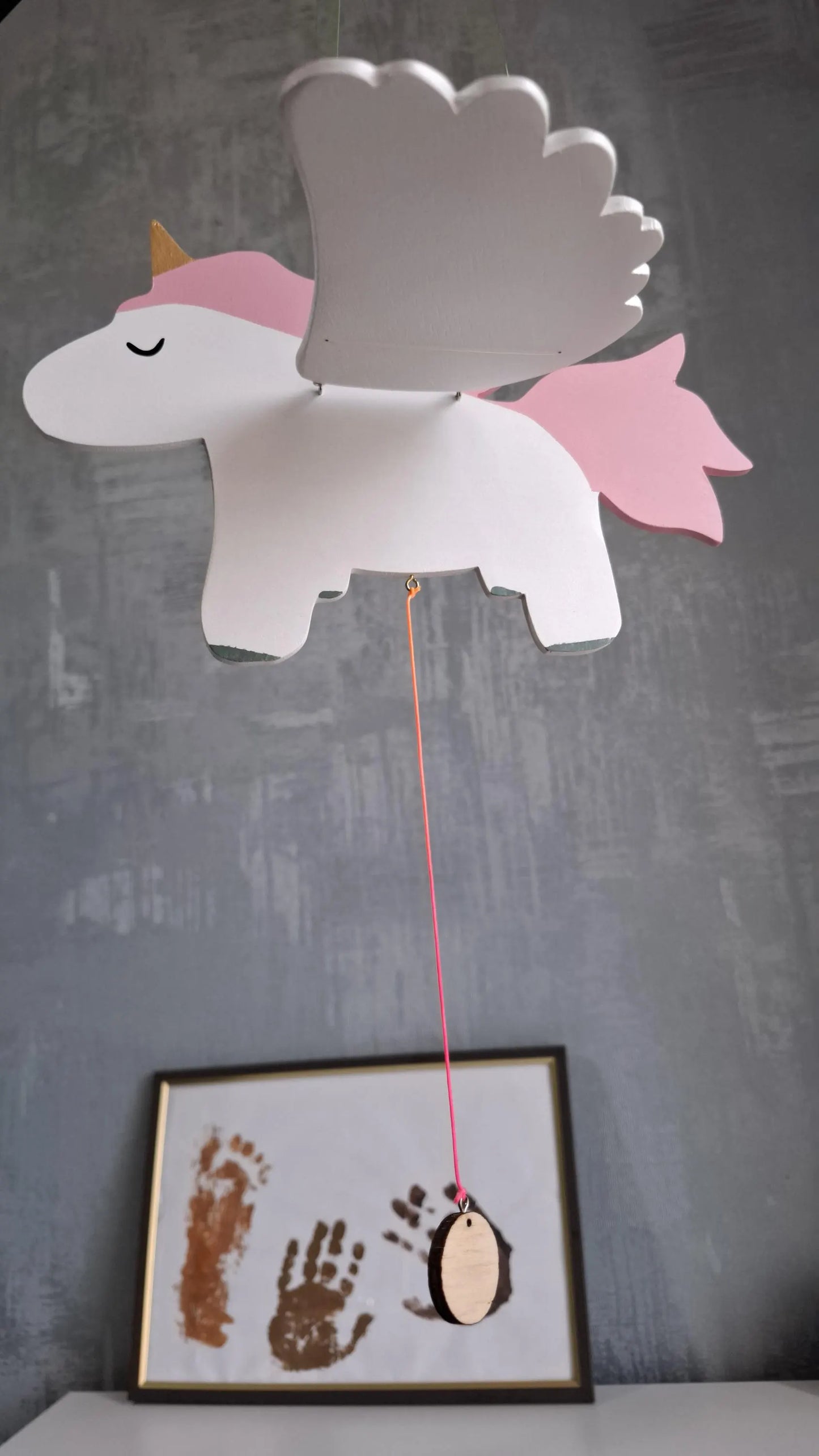 Flying Handmade Solid Wood Unicorn Decoration