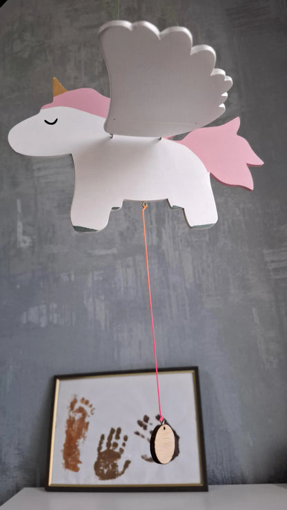 Flying Handmade Solid Wood Unicorn Decoration