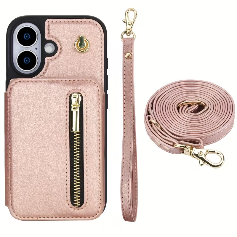 Leather Wallet Case for iPhone 13–17 Pro Max – RFID, Crossbody & Stand
