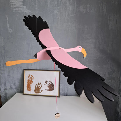Flying Handmade Solid Wood Flamingo Decoration
