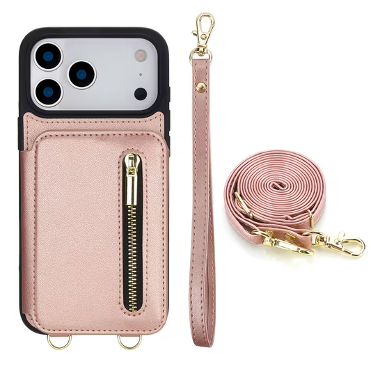 Leather Wallet Case for iPhone 13–17 Pro Max – RFID, Crossbody & Stand