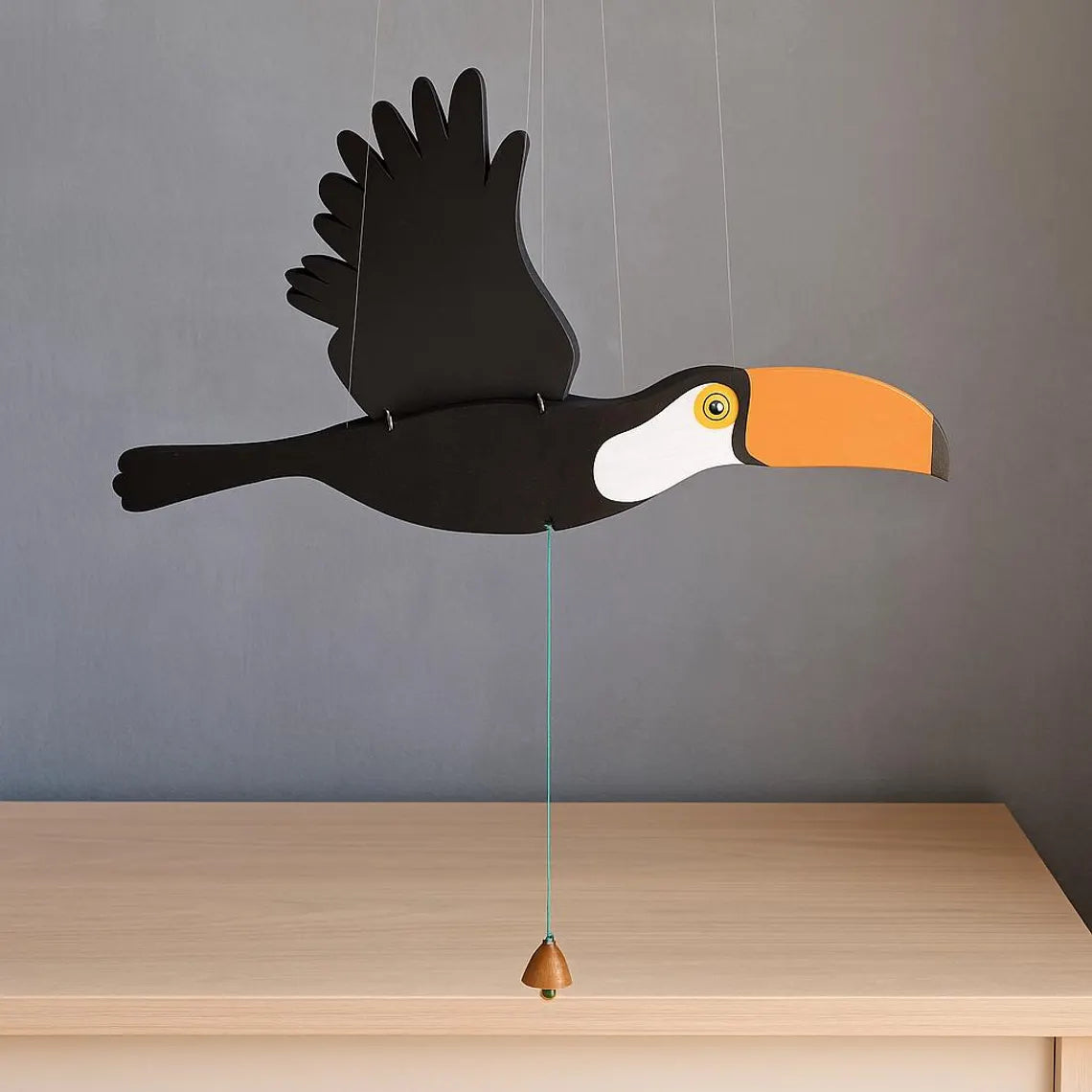 Flying Handmade Solid Wood Toucan Decoration
