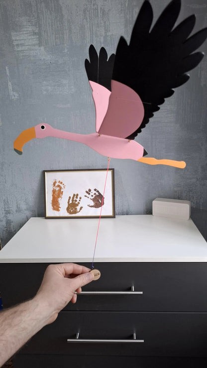 Flying Handmade Solid Wood Flamingo Decoration