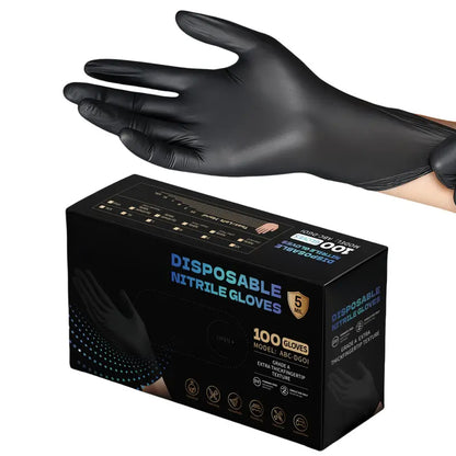Pooyona New Materials Black Nitrile Gloves — Food Grade(100 PCS)