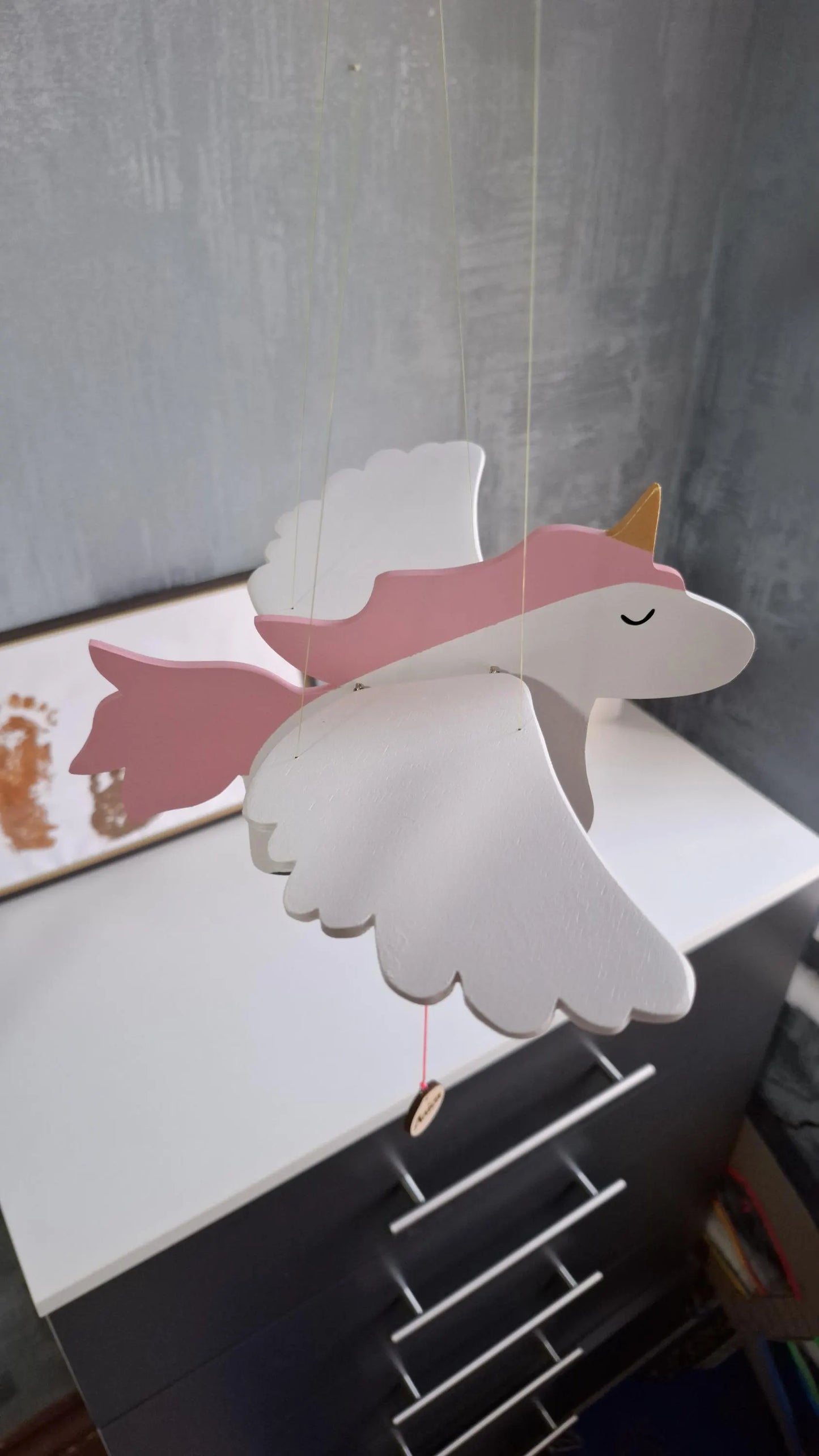 Flying Handmade Solid Wood Unicorn Decoration