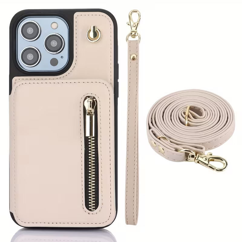 Leather Wallet Case for iPhone 13–17 Pro Max – RFID, Crossbody & Stand