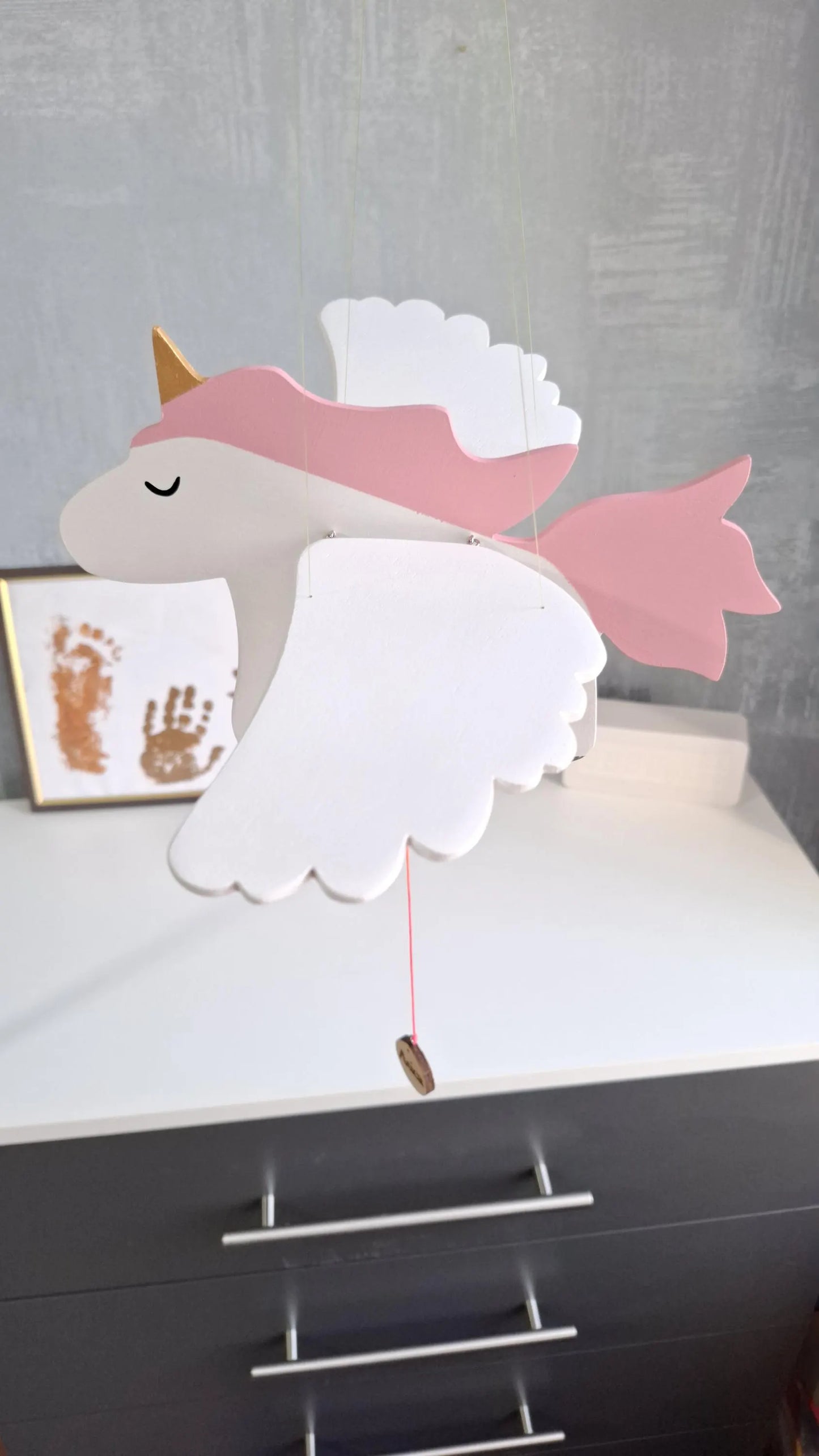 Flying Handmade Solid Wood Unicorn Decoration