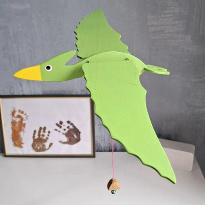 Flying Handmade Solid Wood Pterosaur Decoration