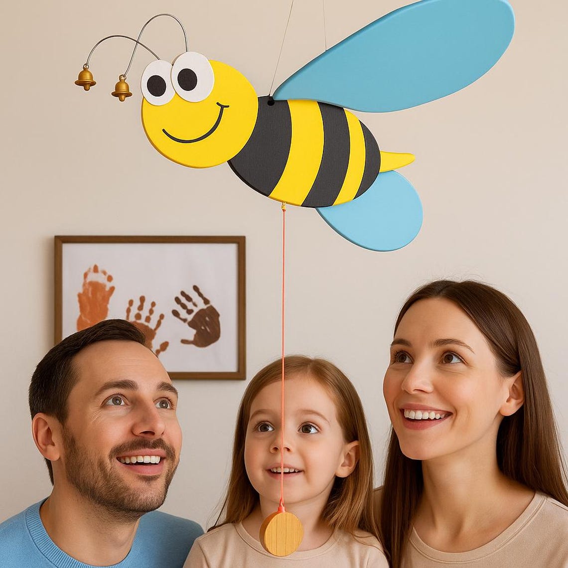 Flying Handmade Solid Wood Bee Decoration