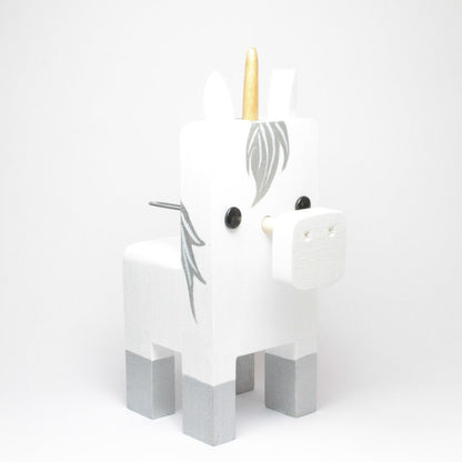 White Unicorn Wearing Eyeglasses Stand.